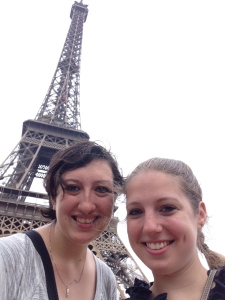 Emma (left) and I in front of the Eiffel Tour