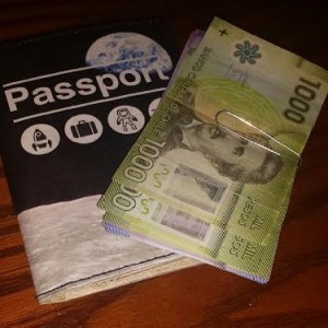 Passport and Chilean currency ready to go