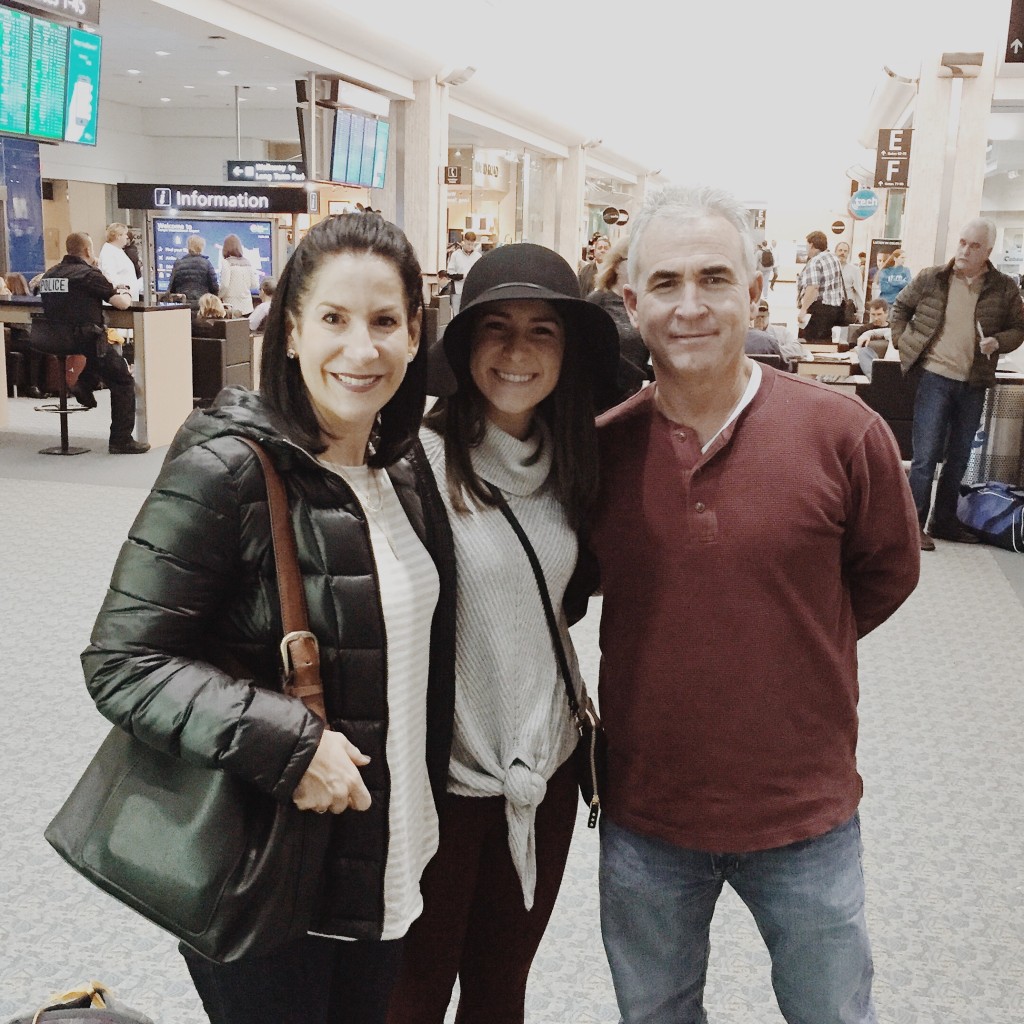 My mom and dad sending me off at the airport in Tampa on Jan. 25.