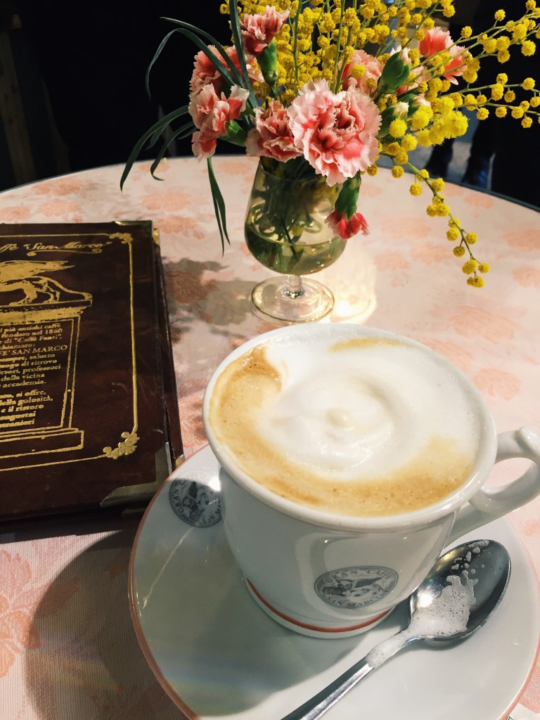 I sometimes grab a cappuccino at the San Marco cafe before going to my Italian class. 