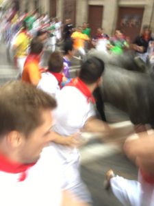 Running with the Bulls in Pamplona, Spain on my birthday